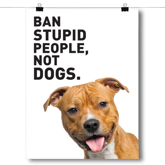 Ban Stupid People, Not Dogs - Pitbull Poster