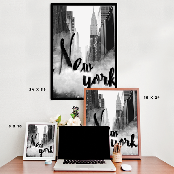 Cloudy New York - Black & White Poster