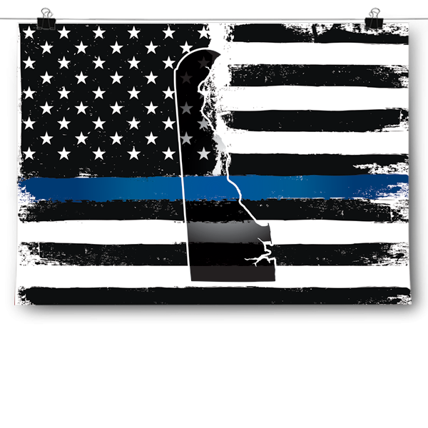 Thin Blue Line - Delaware Poster – Inspired Silver