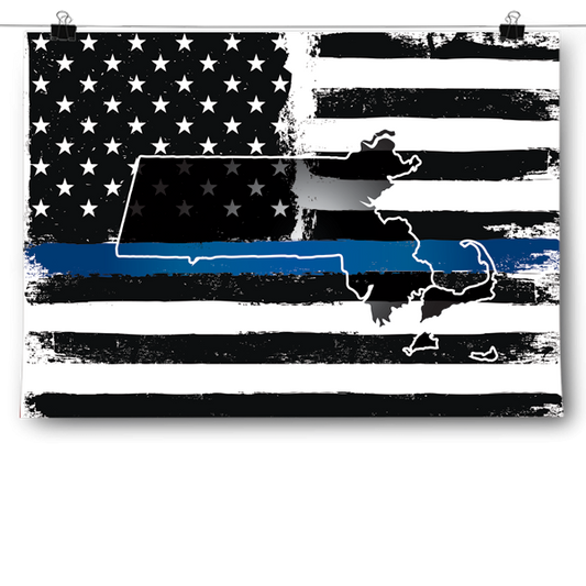 Thin Blue Line - Massachusetts Poster