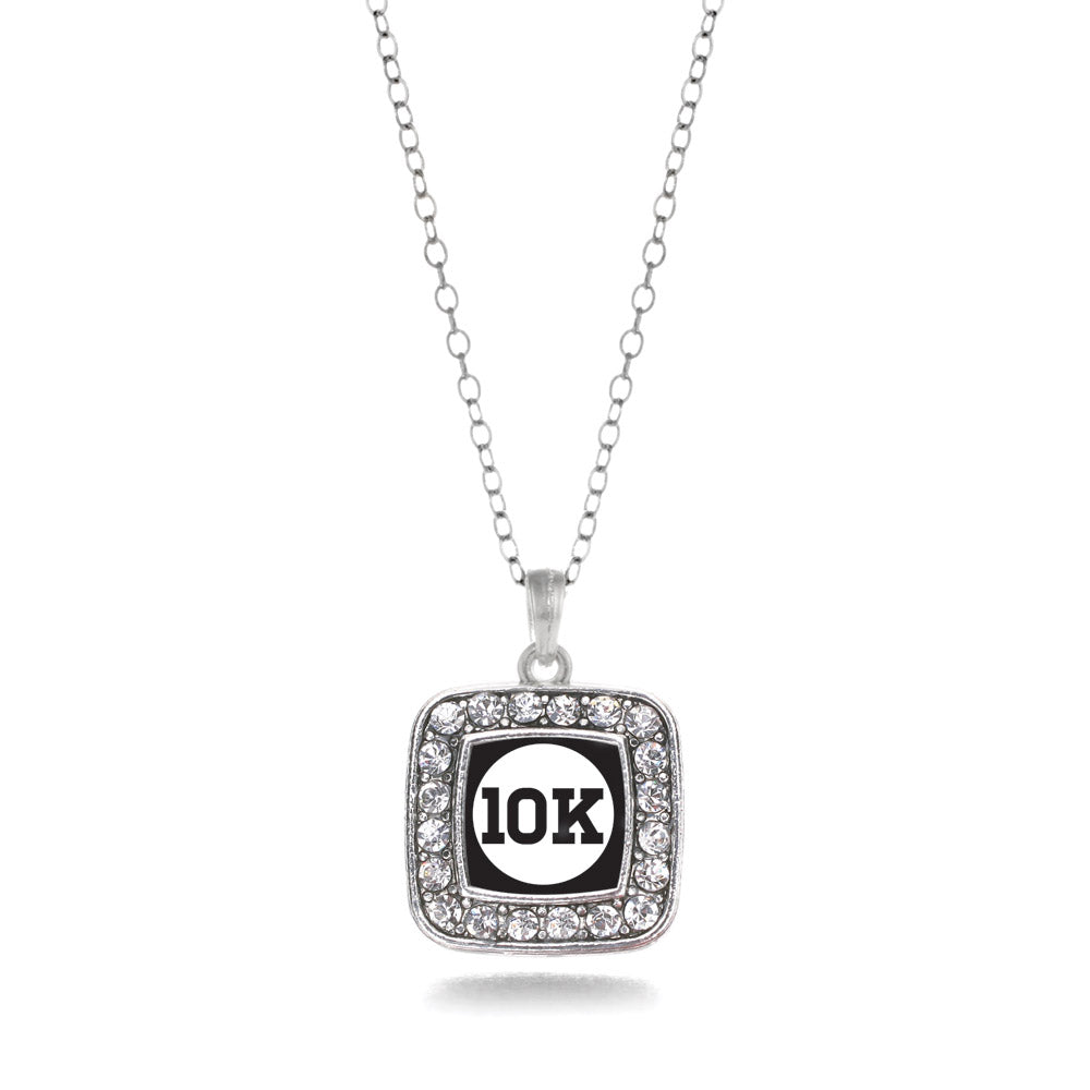 Silver 10k Runners Square Charm Classic Necklace