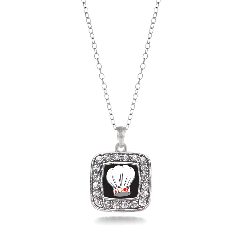 Silver #1 Chef Square Charm Classic Necklace