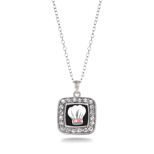 Silver #1 Chef Square Charm Classic Necklace