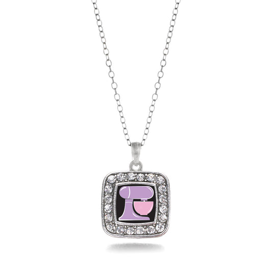 Silver Baking Mixer Square Charm Classic Necklace