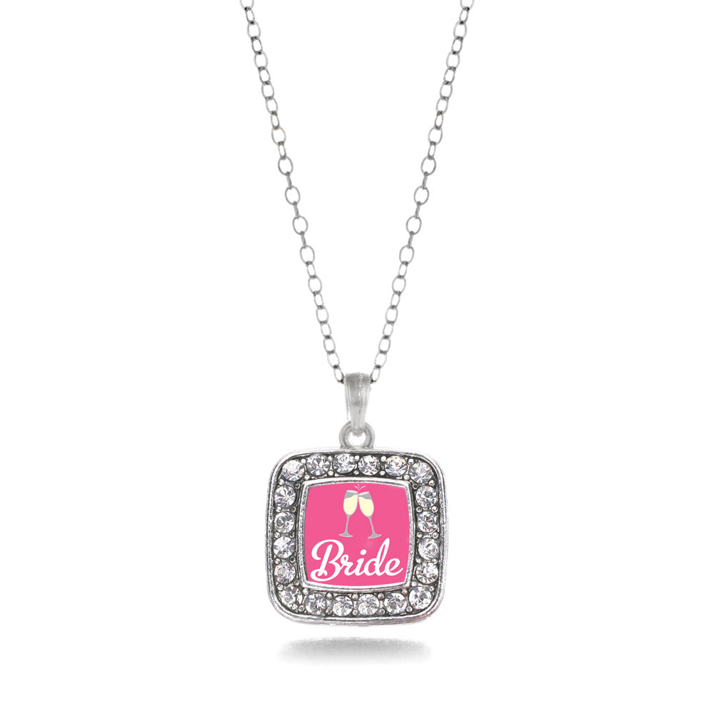 Silver Bride To Be Square Charm Classic Necklace