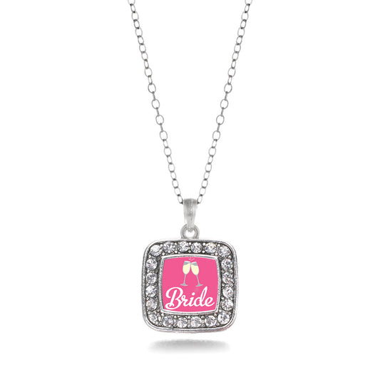 Silver Bride To Be Square Charm Classic Necklace