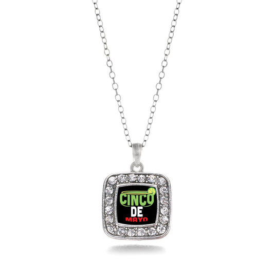 Silver Cinco De Mayo Square Charm Classic Necklace