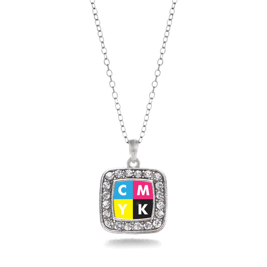 Silver CMYK Square Charm Classic Necklace