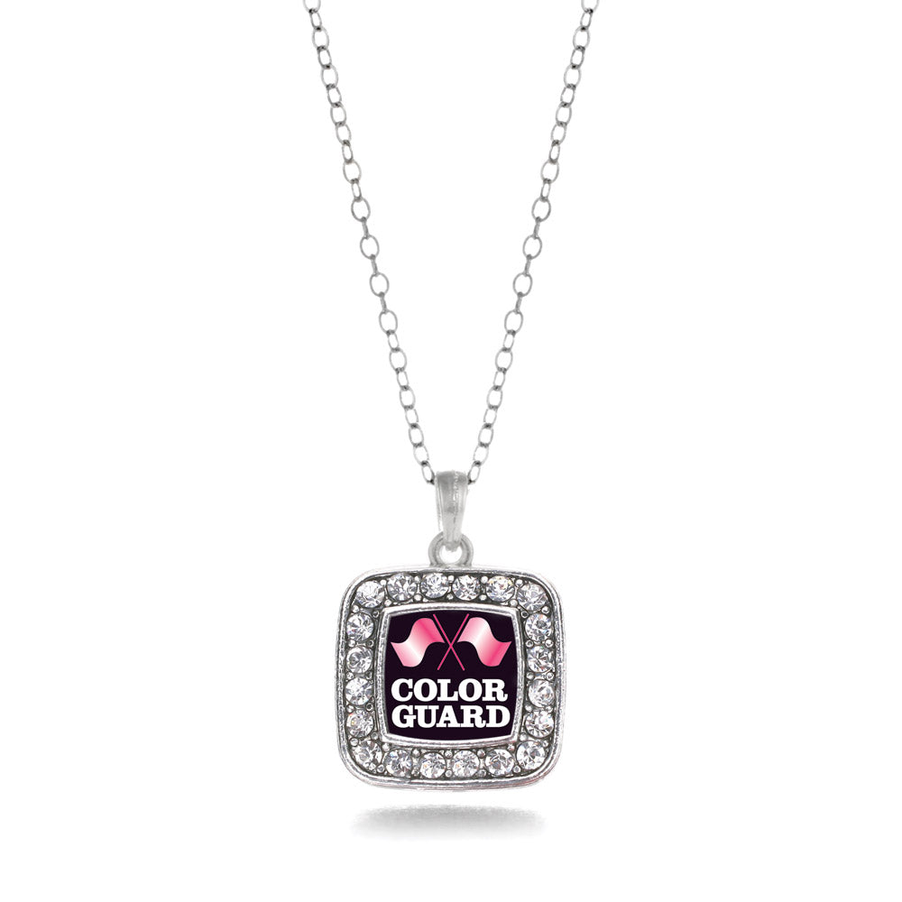 Silver Color Guard Square Charm Classic Necklace