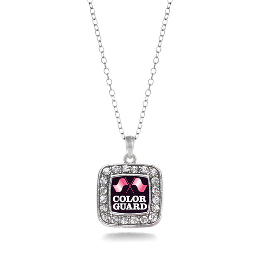 Silver Color Guard Square Charm Classic Necklace