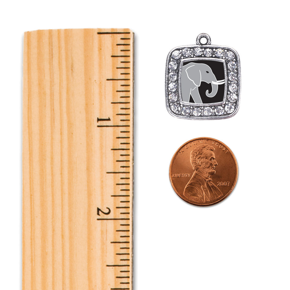 Silver Elephant Square Charm Classic Necklace