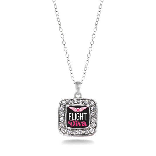 Silver Flight Diva Square Charm Classic Necklace