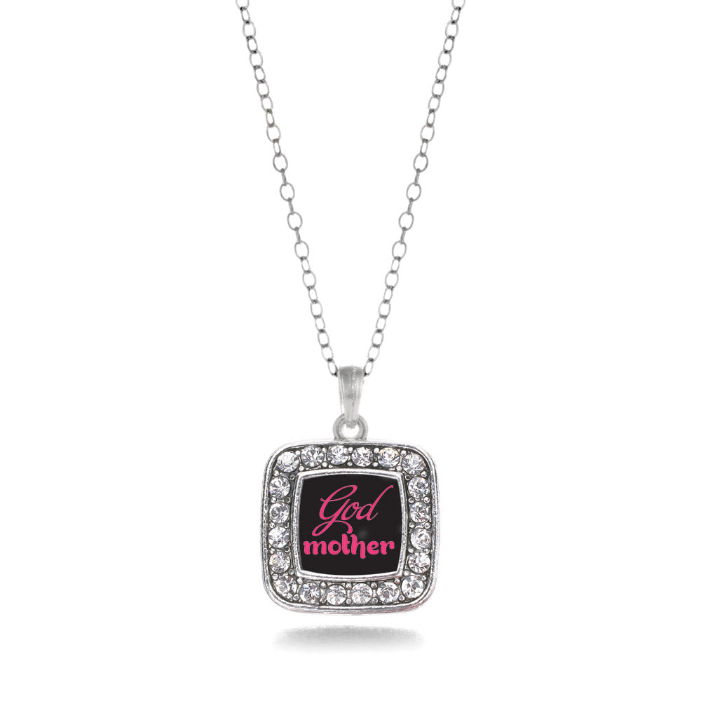 Silver Godmother Square Charm Classic Necklace
