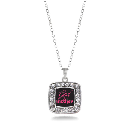 Silver Godmother Square Charm Classic Necklace