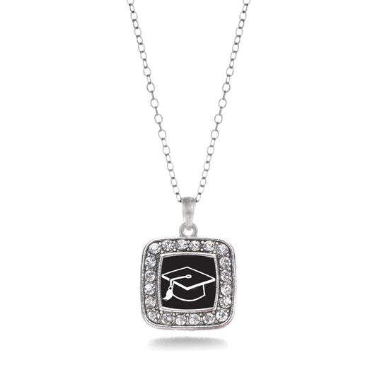 Silver Graduation Square Charm Classic Necklace