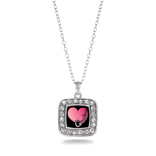 Silver Grandma Square Charm Classic Necklace
