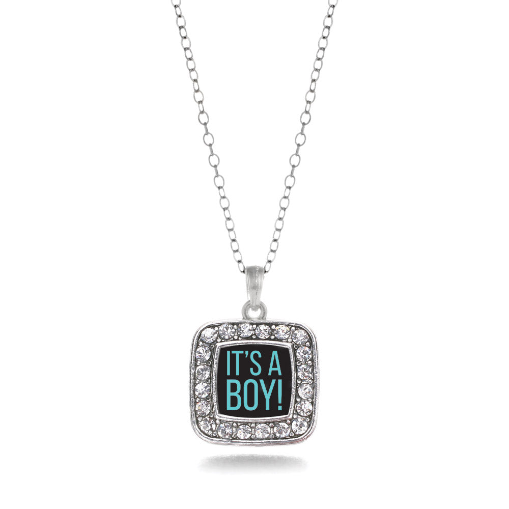 Silver It's A Boy Square Charm Classic Necklace