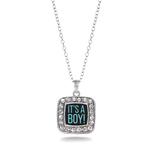Silver It's A Boy Square Charm Classic Necklace