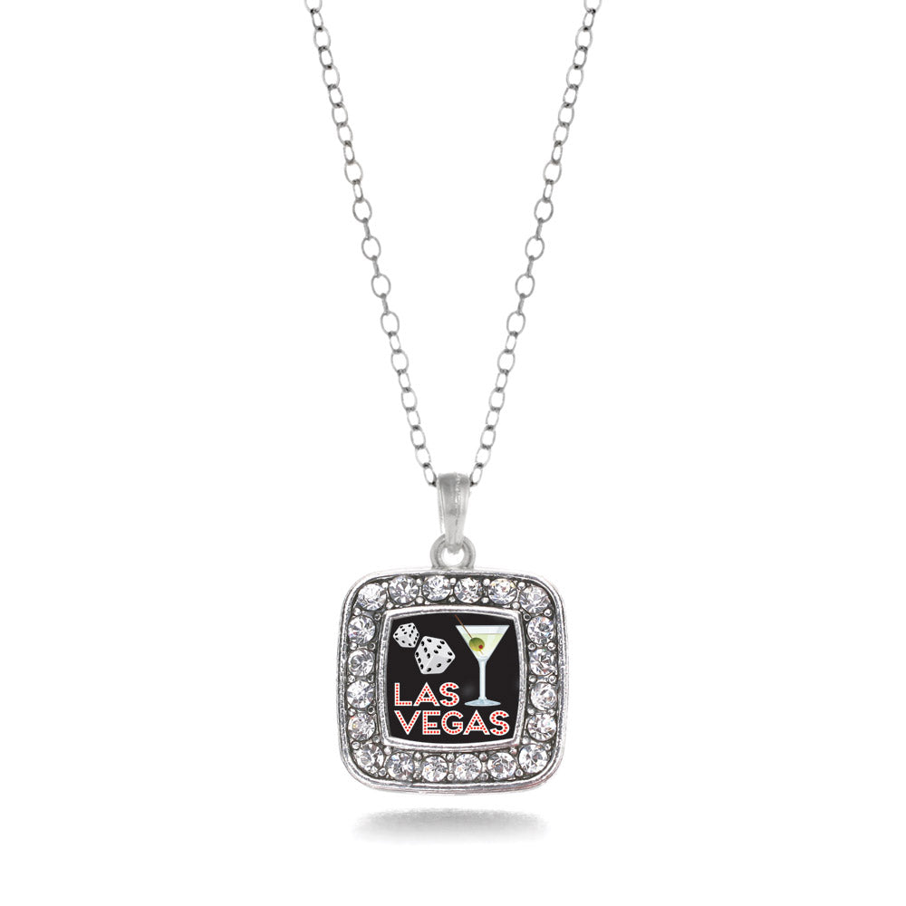 Silver Las Vegas Square Charm Classic Necklace