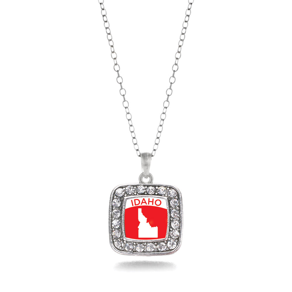 Silver Idaho Outline Square Charm Classic Necklace