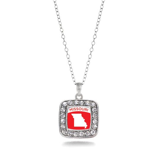 Silver Missouri Outline Square Charm Classic Necklace