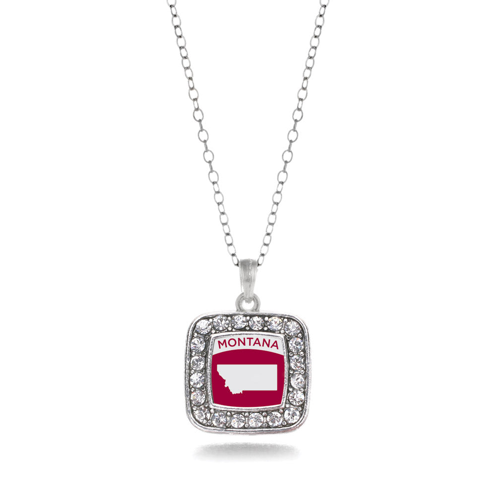 Silver Montana Outline Square Charm Classic Necklace