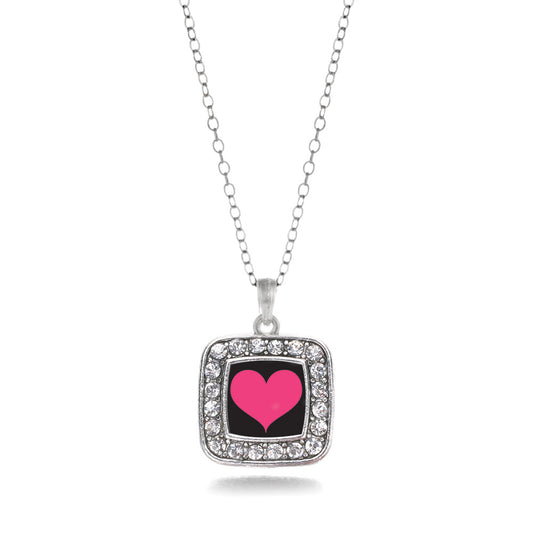 Silver Lovers Square Charm Classic Necklace
