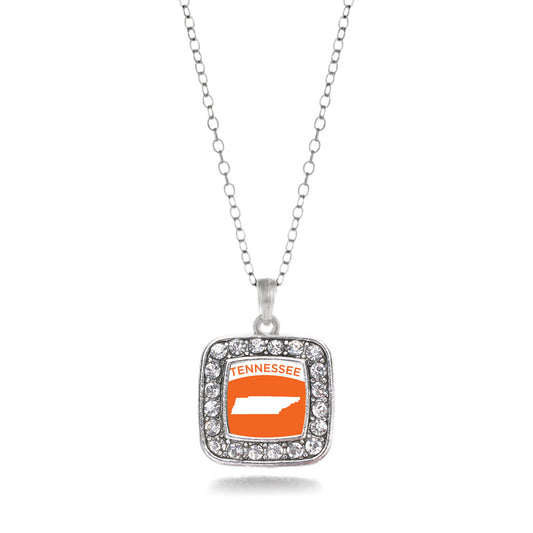 Silver Tennessee Outline Square Charm Classic Necklace