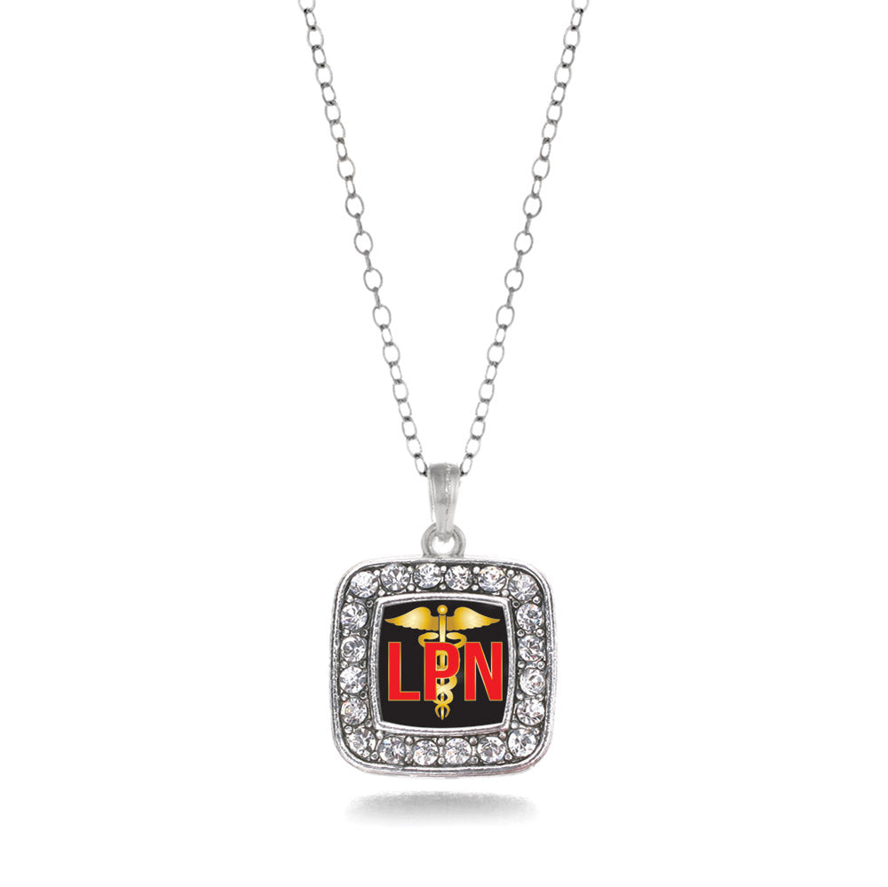 Silver LPN Square Charm Classic Necklace