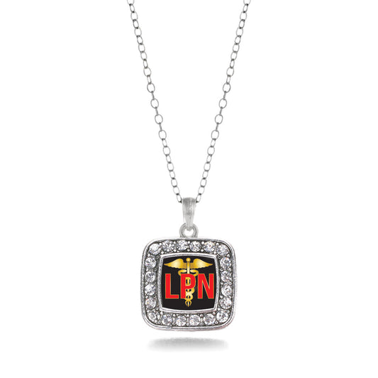 Silver LPN Square Charm Classic Necklace