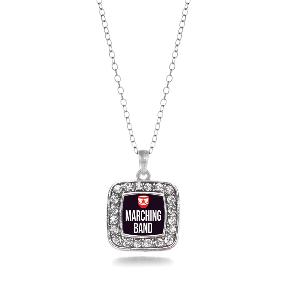 Silver Marching Band Square Charm Classic Necklace