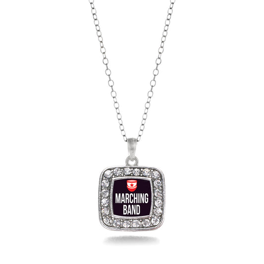 Silver Marching Band Square Charm Classic Necklace