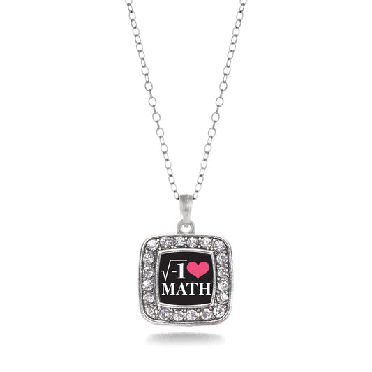 Silver Math Nerd Square Charm Classic Necklace