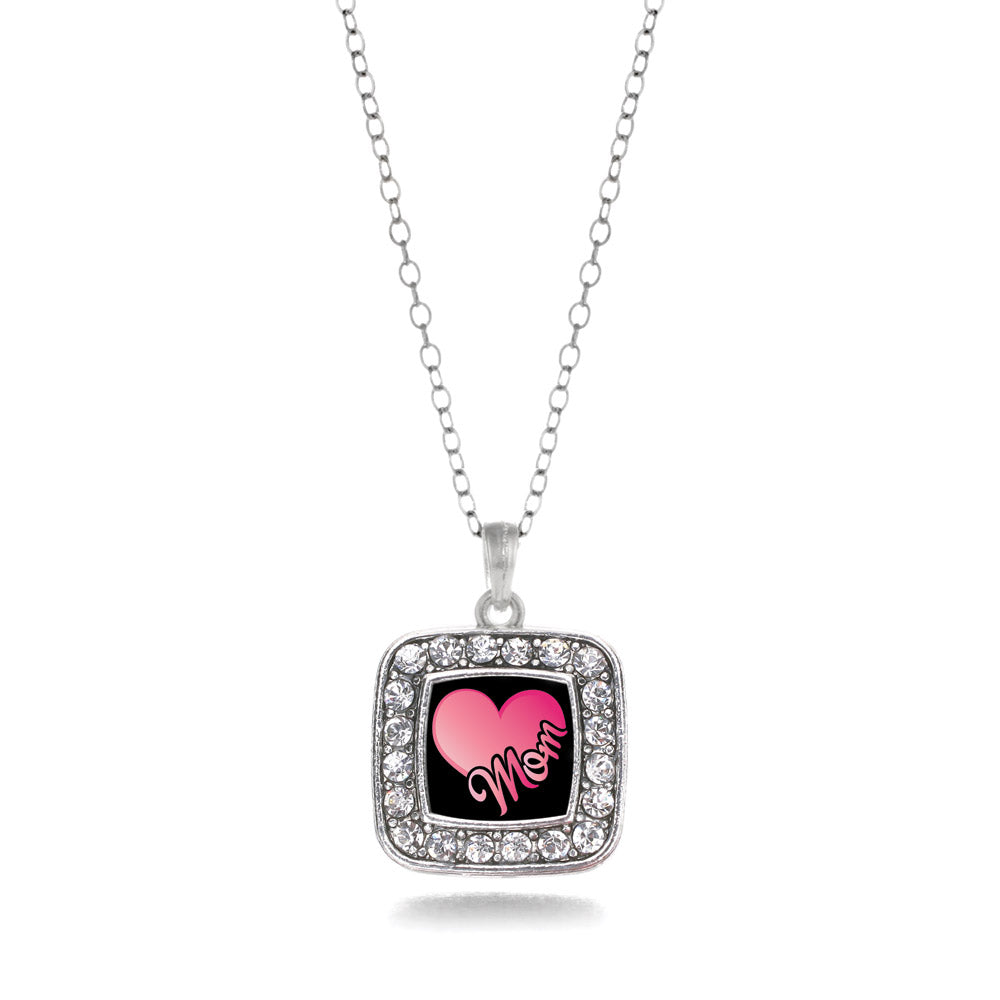 Silver Mom Square Charm Classic Necklace