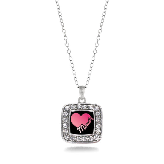 Silver Mommy Square Charm Classic Necklace