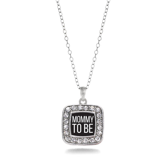Silver Mommy To Be White Square Charm Classic Necklace
