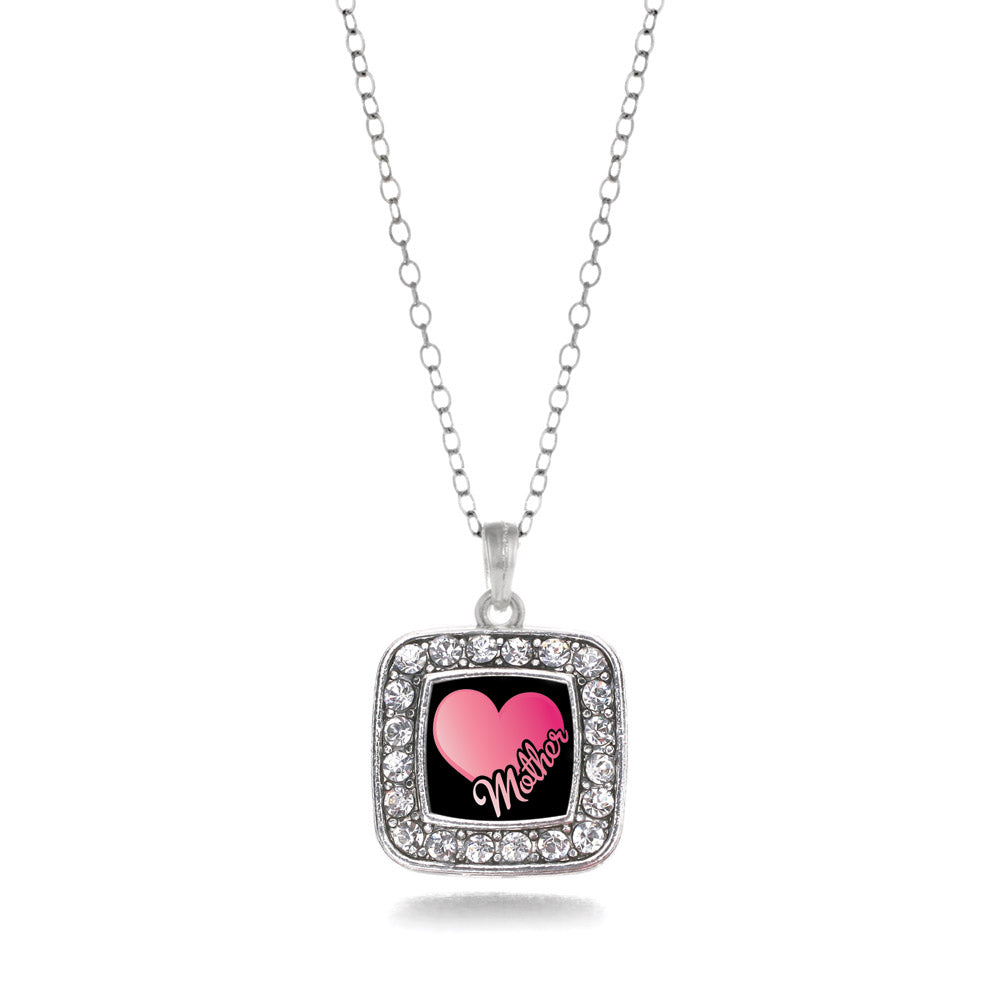 Silver Mother Square Charm Classic Necklace