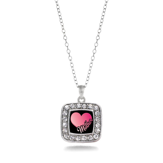 Silver Mother Square Charm Classic Necklace