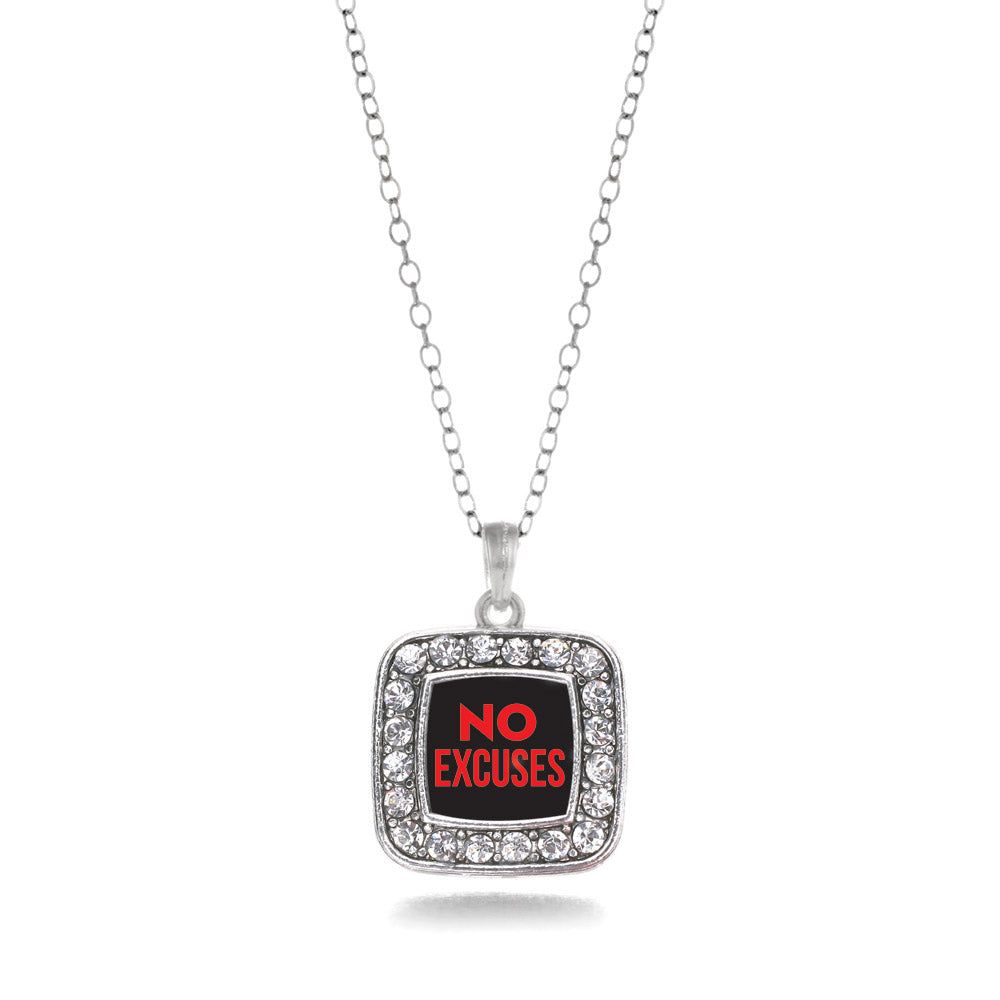 Silver No Excuses Square Charm Classic Necklace