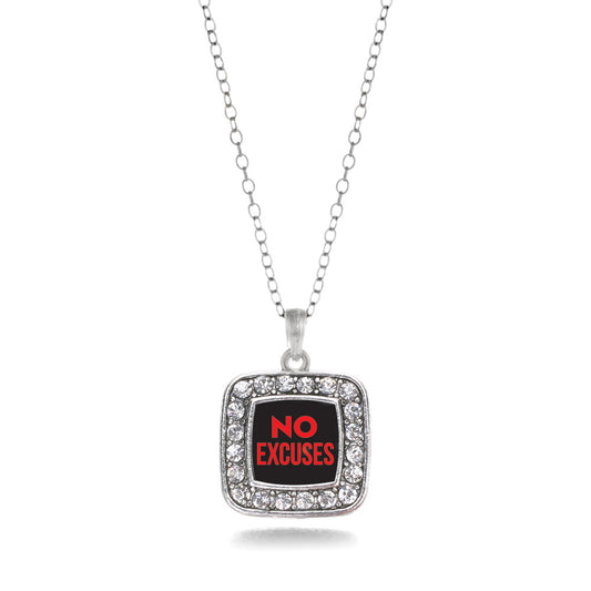 Silver No Excuses Square Charm Classic Necklace