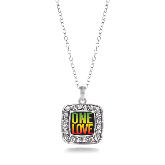 Silver One Love Square Charm Classic Necklace