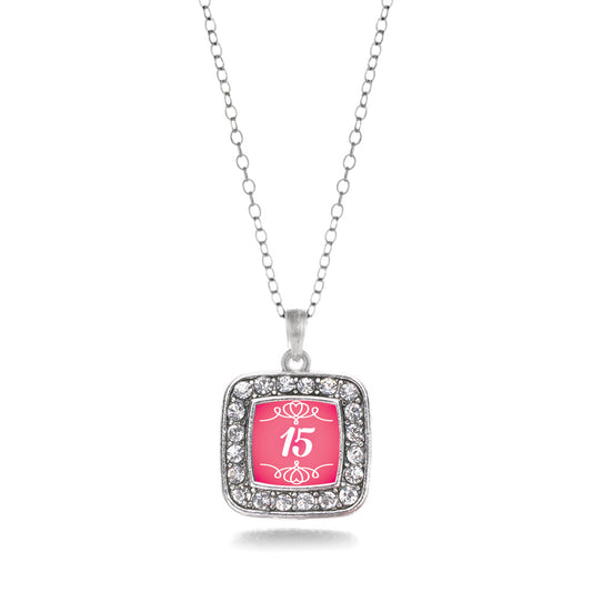 Silver Quinceanera Square Charm Classic Necklace