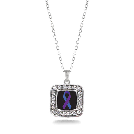 Silver Rheumatoid Arthritis Awareness Square Charm Classic Necklace