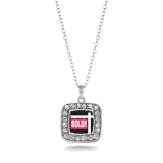 Silver Sold Square Charm Classic Necklace