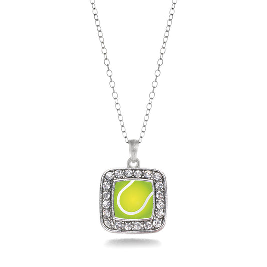 Silver Tennis Square Charm Classic Necklace