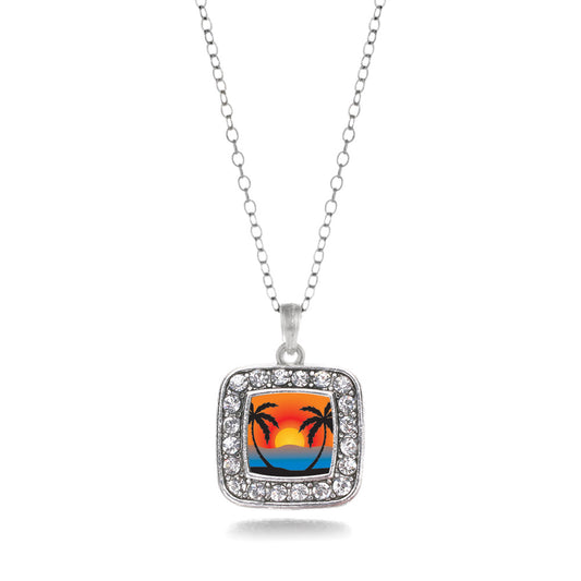 Silver The Perfect Get-Away Square Charm Classic Necklace