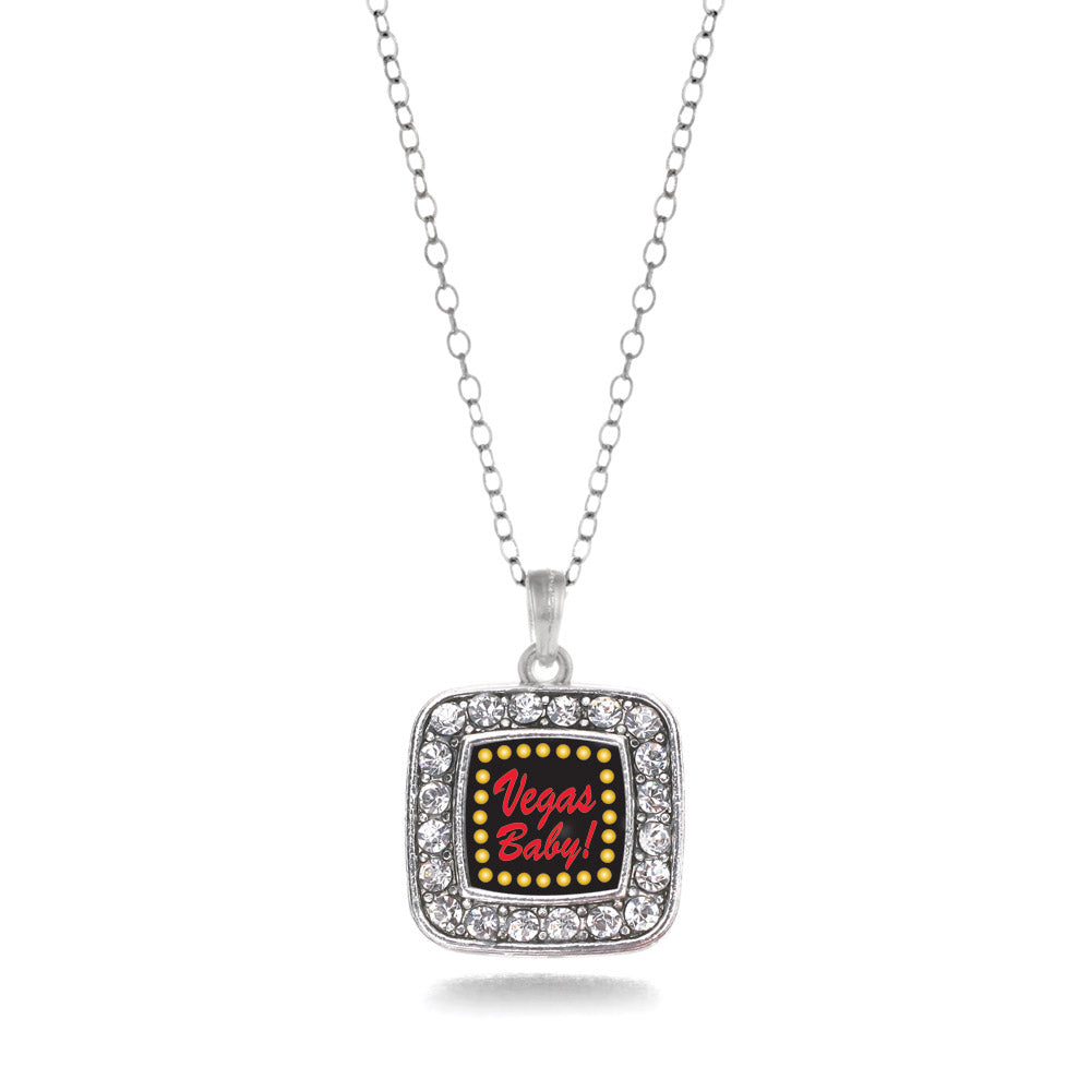Silver Vegas Baby Square Charm Classic Necklace