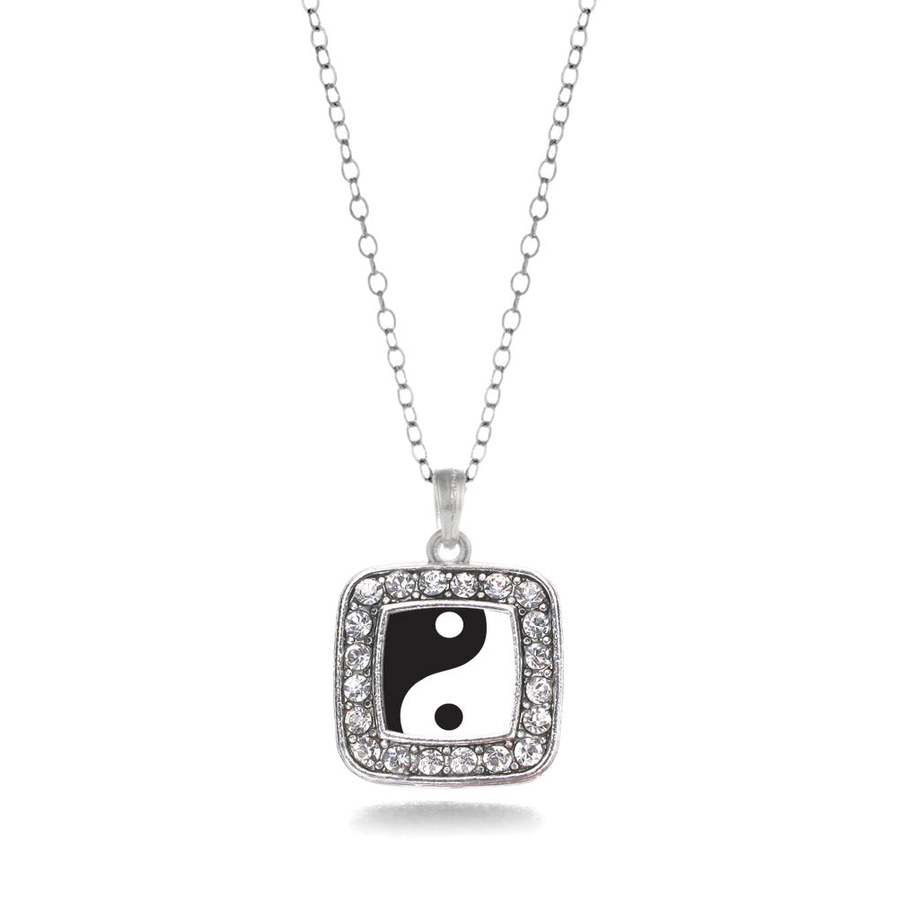 Silver Yin- Yang Square Charm Classic Necklace