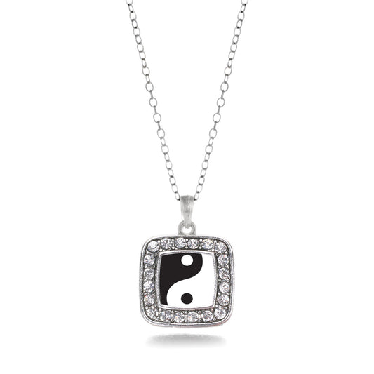 Silver Yin- Yang Square Charm Classic Necklace