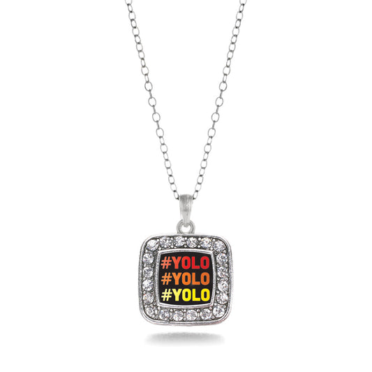 Silver You Only Live Once Square Charm Classic Necklace